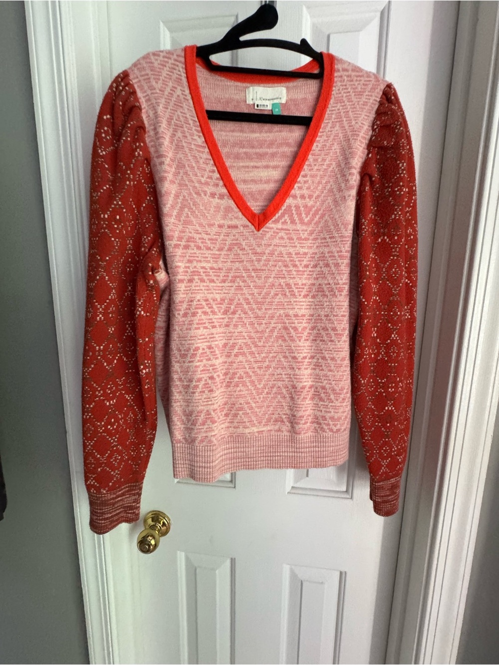 Anthropologie Cherie Sweater Heathered Pink and Orange 1X - Picture 6 of 8